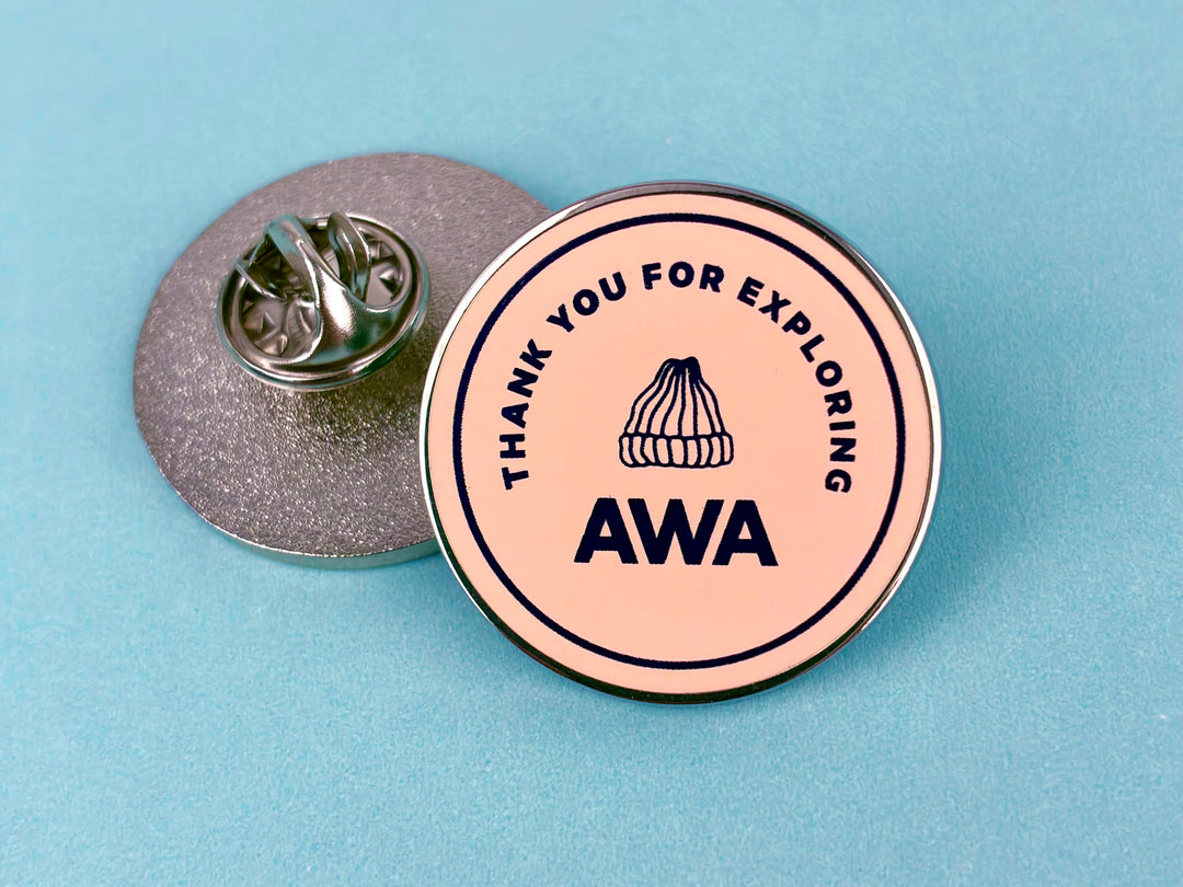 Adventure Pin - Peach & Blue Hat