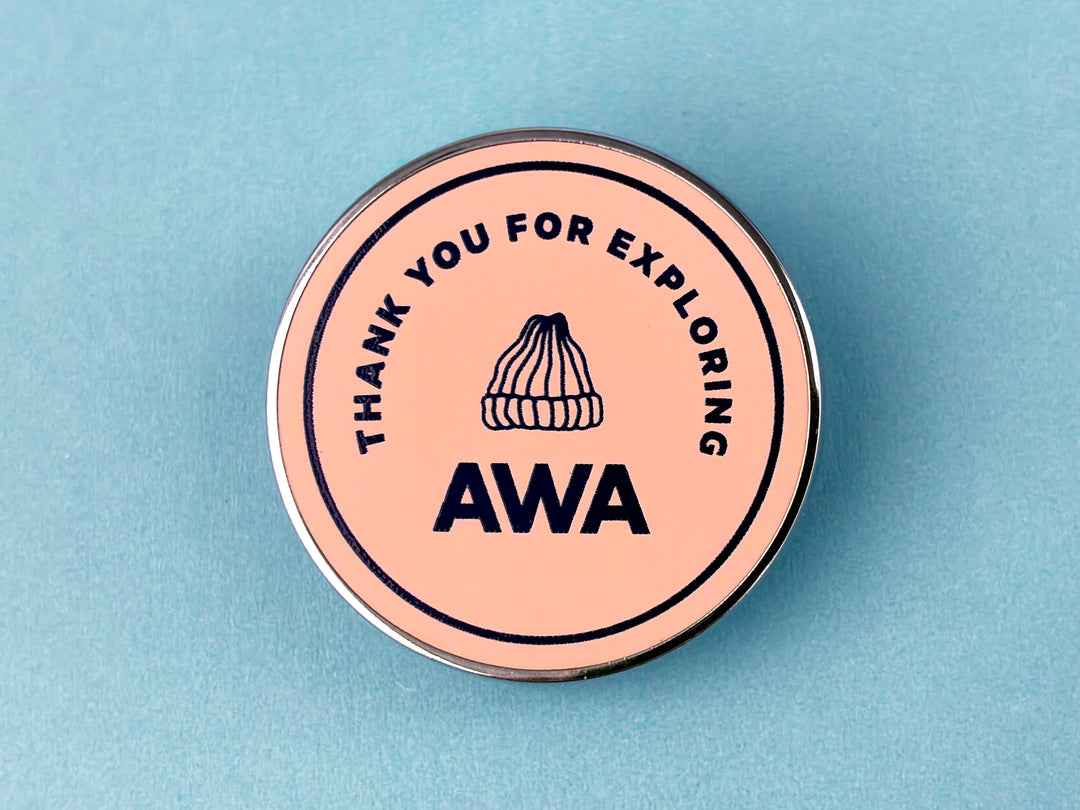 Adventure Pin - Peach & Blue Hat