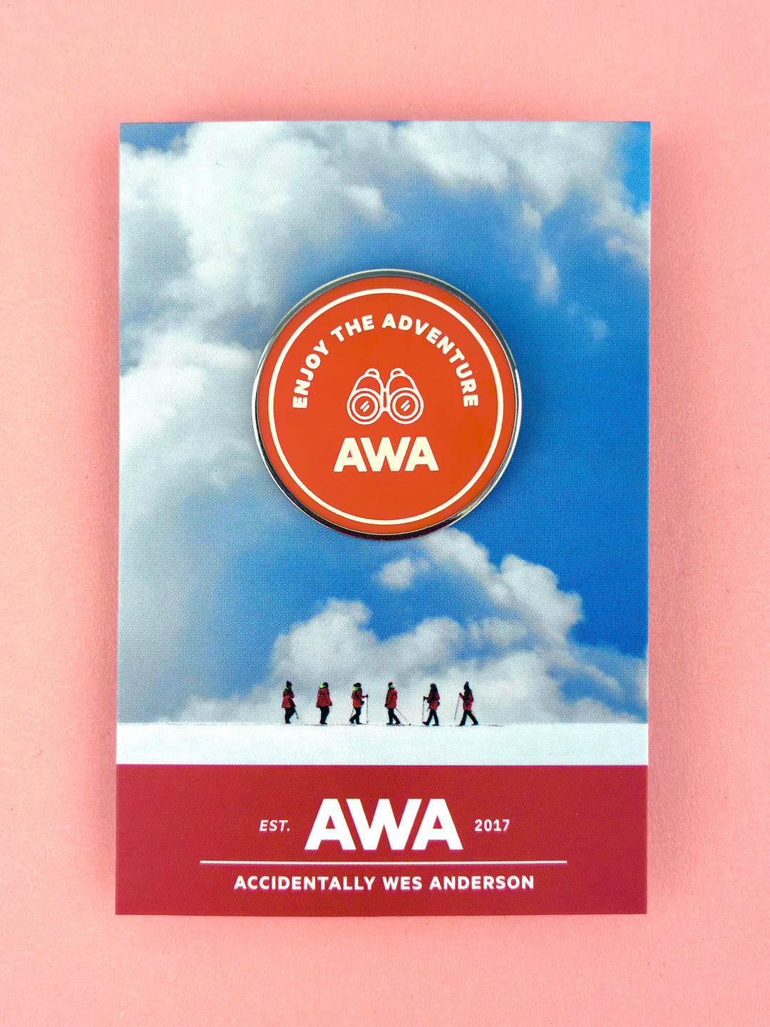 Adventure Pin - Red & White Binoculars