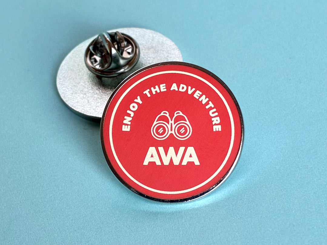 Adventure Pin - Red & White Binoculars